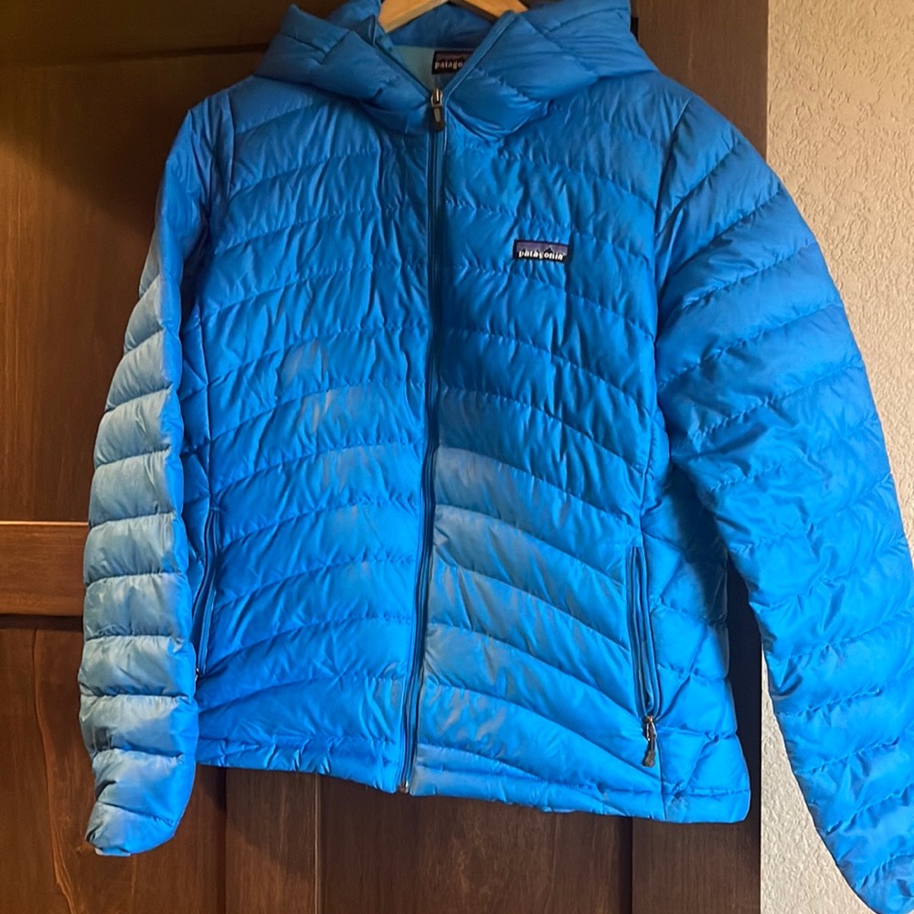 Womens hooded down jacket.